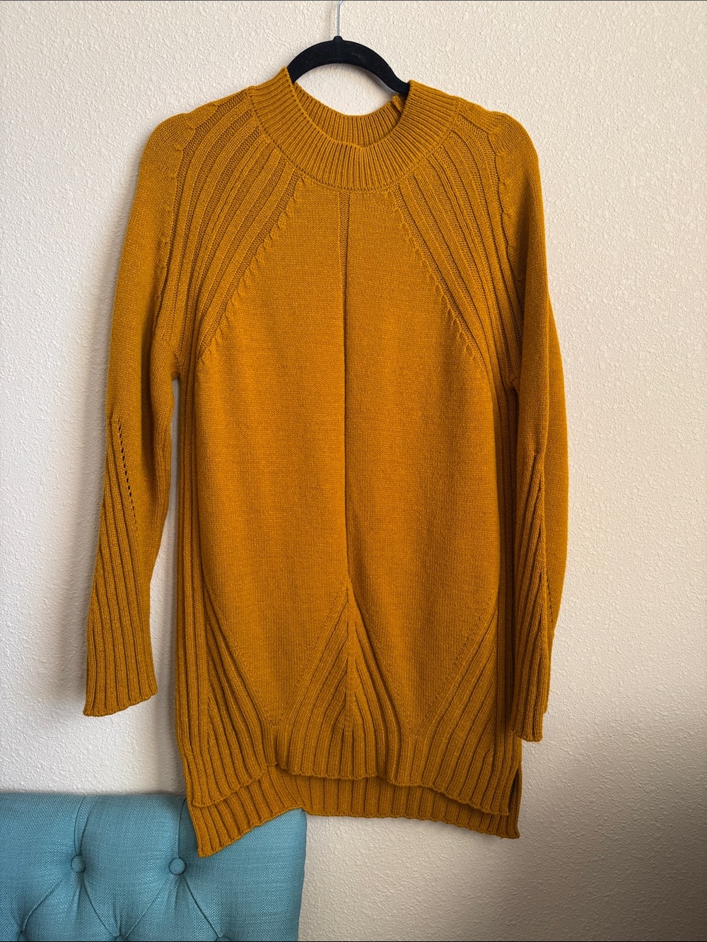 Topshop Mustard Crew Neck Sweater Dress